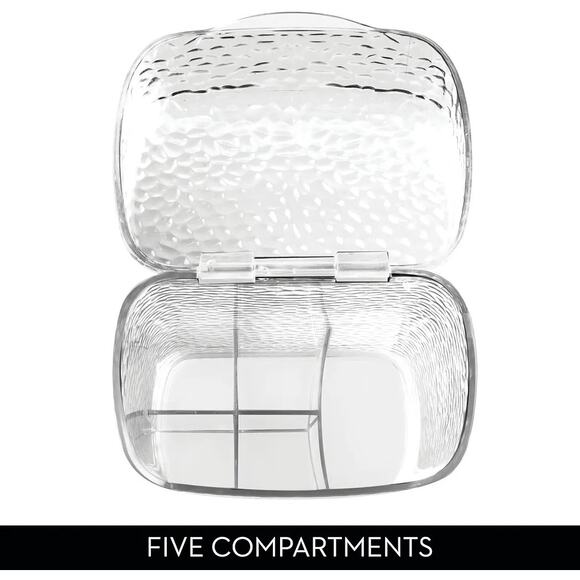 iDesign 53450 Rain Toothbrush Holder Clear, 3-Compartment Organizer with Lid - Picture 5 of 6